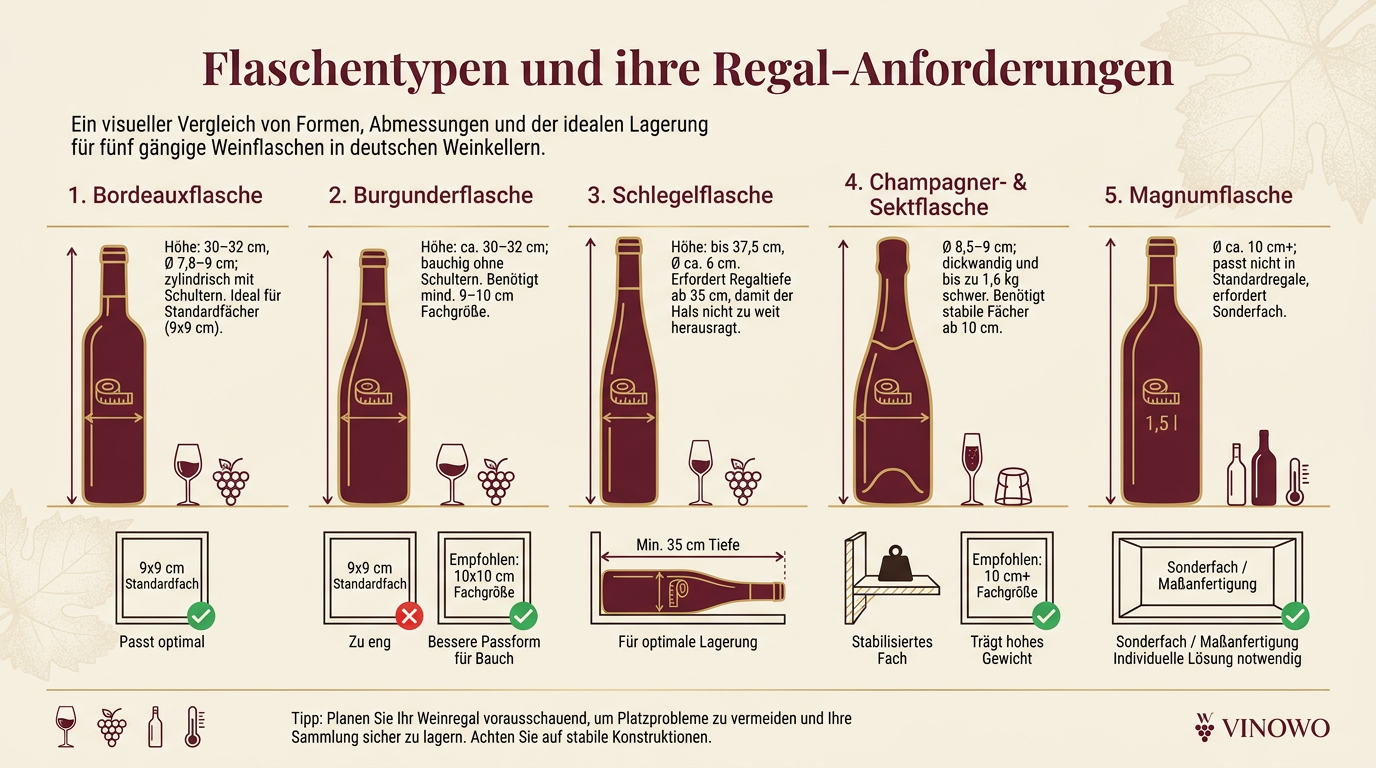 Infografik: Flaschentypen und ihre Regal-Anforderungen