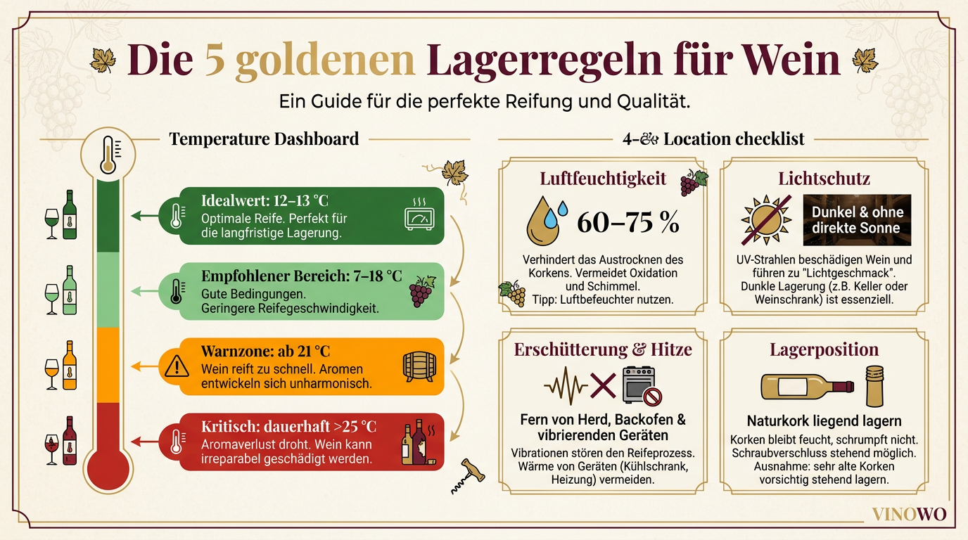 Infografik: Die 5 goldenen Lagerregeln für Wein