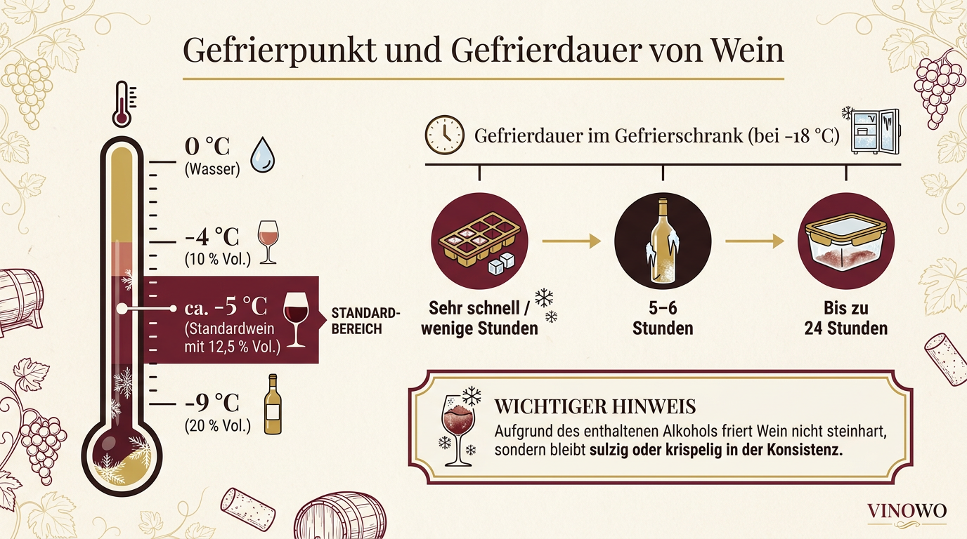 Infografik: Gefrierpunkt und Gefrierdauer von Wein