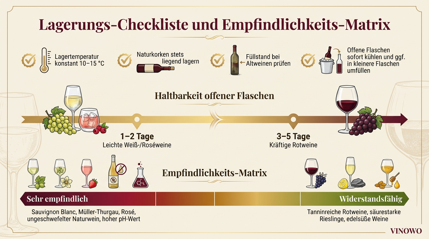 Infografik: Lagerungs-Checkliste und Empfindlichkeits-Matrix