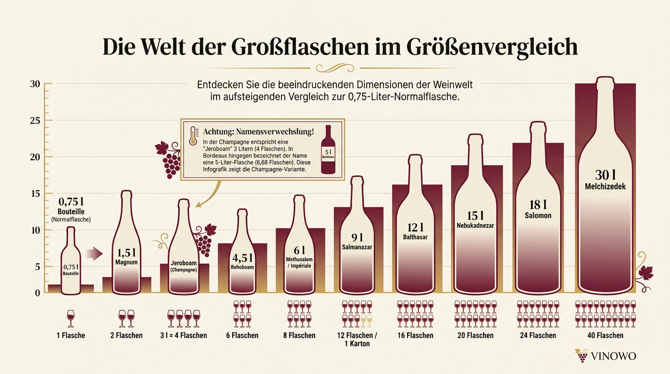 Infografik: Die Welt der Großflaschen im Größenvergleich