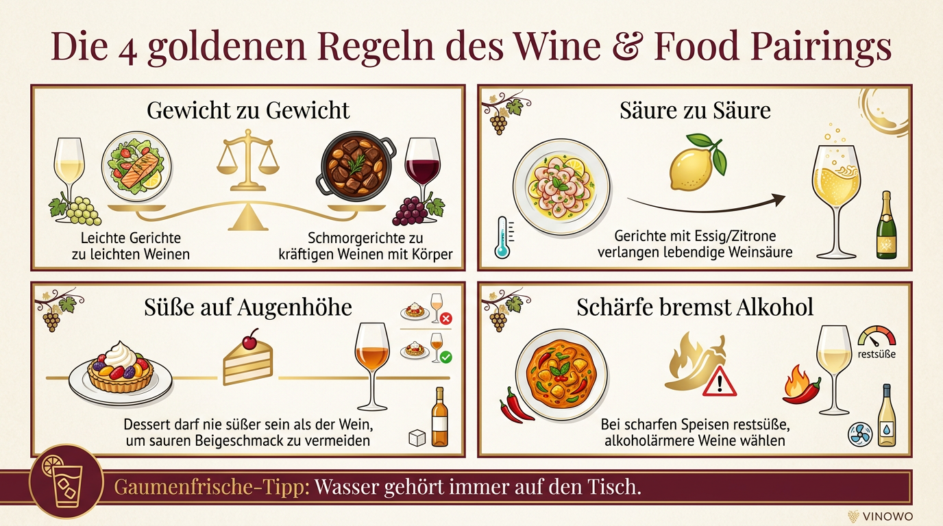 Infografik: Die 4 goldenen Regeln des Wine & Food Pairings