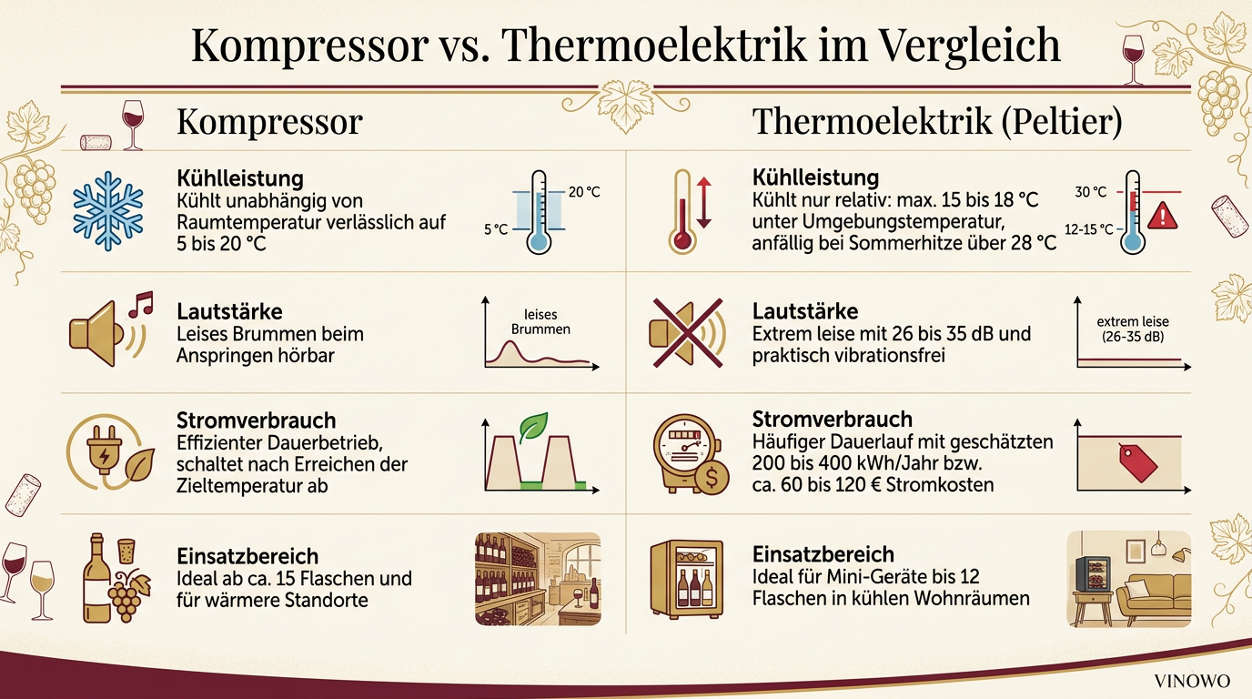 Infografik: Kompressor vs. Thermoelektrik im Vergleich