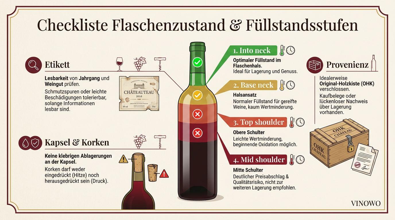 Infografik: Checkliste Flaschenzustand & Füllstandsstufen
