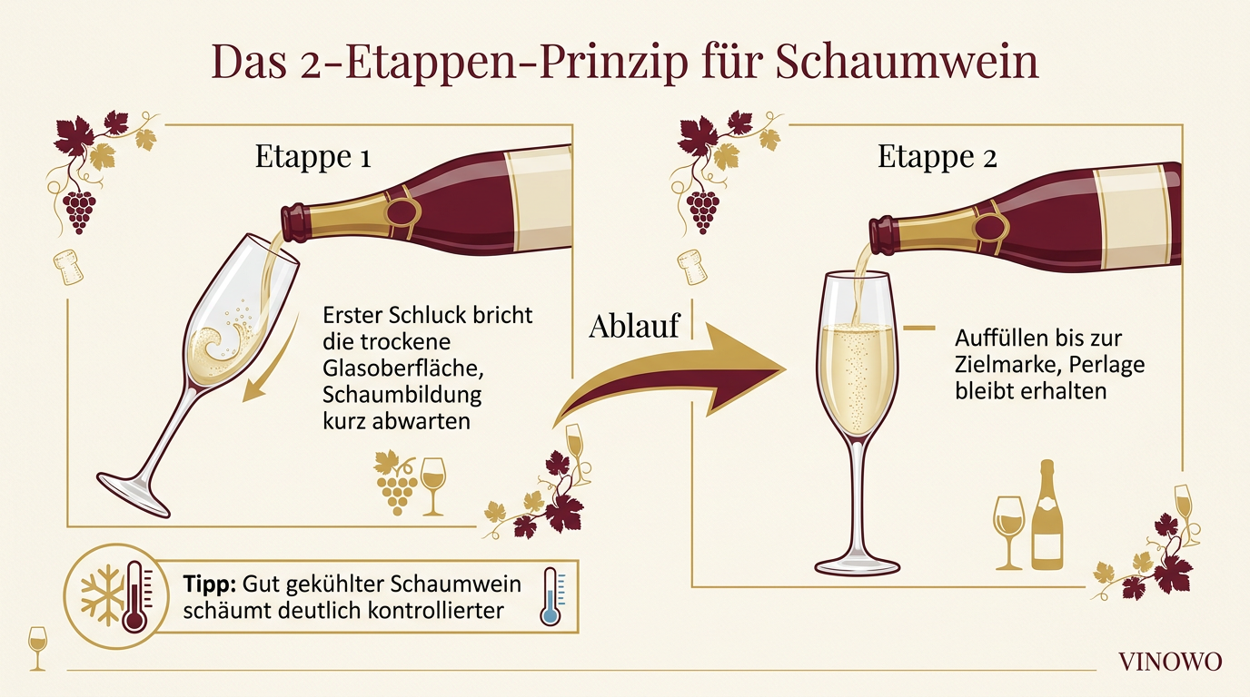 Infografik: Das 2-Etappen-Prinzip für Schaumwein