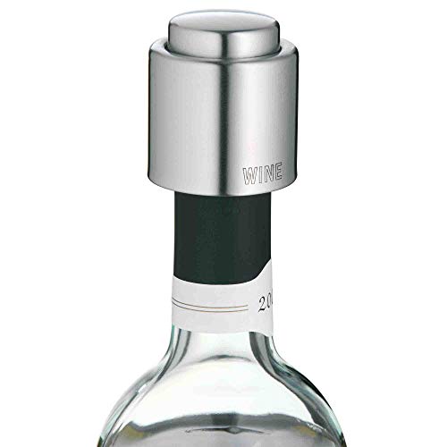 WMF Clever&More Weinverschluss mit Aufschrift, Wein- Flaschenverschluss Ø 2,4 cm, Cromargan Edelstahl mattiert, 18/10,Höhe 4,7 cm