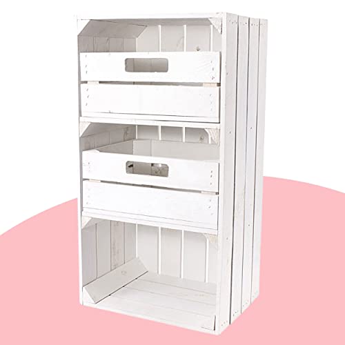 Weiße Regalkiste mit 2 Schubladen 68cm x 40cm x...