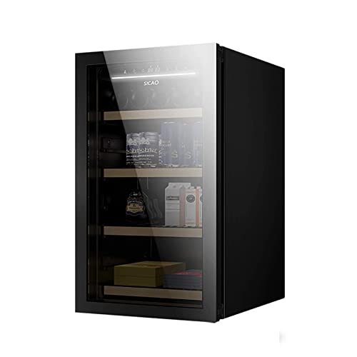 QHYTL Weinkühlschrank Zweizonen-Einbau- oder freistehender Kühlschrank mit gehärteter, umkehrbarer Glastür aus Edelstahl und Temperaturspeicherfunktion
