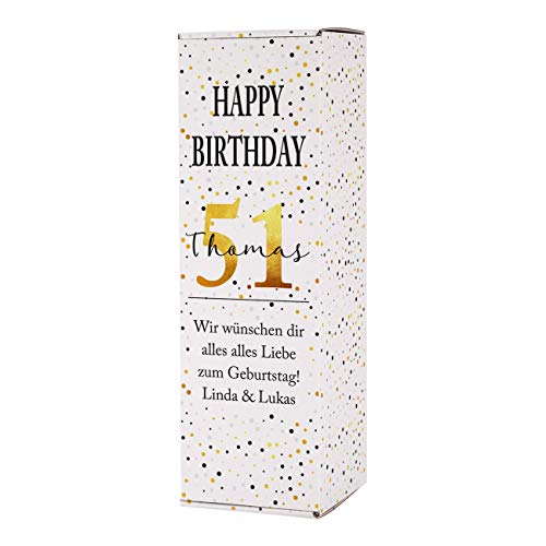 Herz & Heim® Flaschen-Verpackung mit Personalisierung Geburtstag Golden Age