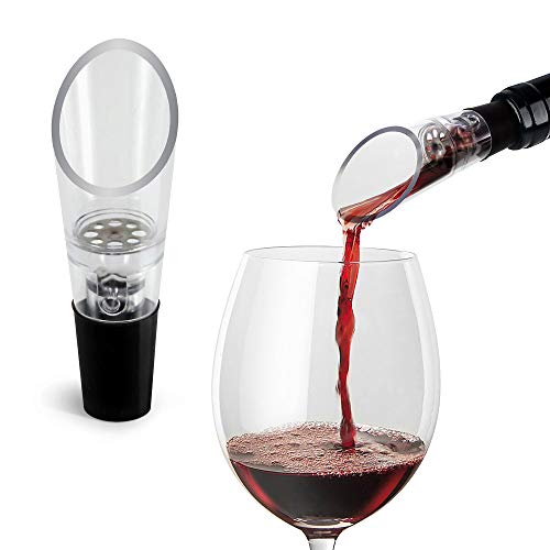 TenTen Labs WeinBelüfter und WeinDekanter (2er-Pack) – Premium Belüfter und Dekanter – Rotwein Aerator Set - Geschenkebox inkludiert - Schwarz