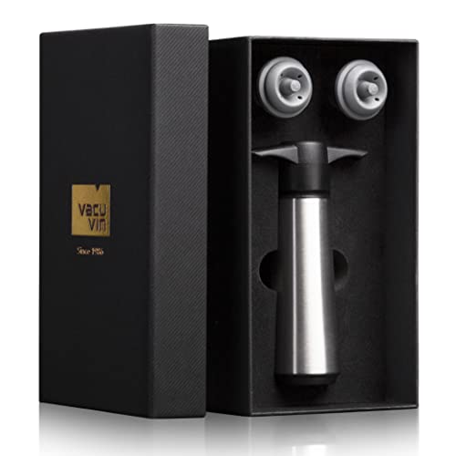 Vacu Vin Weinpumpe Edelstahl + 2 Weinstopfen mit...