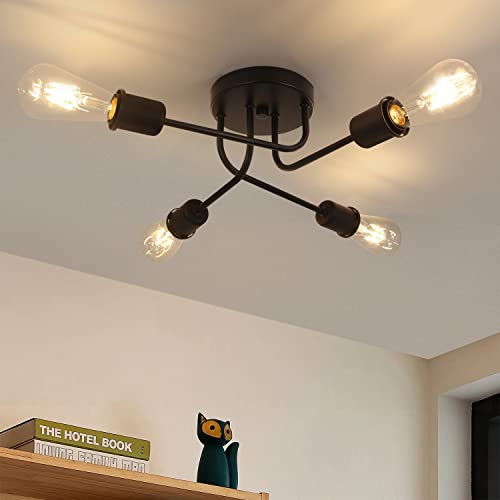 CBJKTX Deckenleuchte Vintage Deckenlampe Schwarz -...