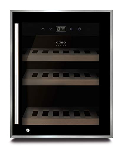 Caso Winesafe 12 Black - Design Weinkühlschrank für bis zu 12 Flaschen (bis zu 310 mm Höhe), eine Temperaturzone 5-20°C, Getränkekühlschrank, Energieklasse G