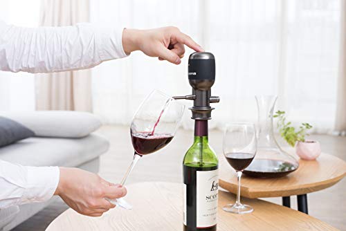 Vinaera PRO V2 - Elektrischer Weinbelüfter/-Spender - dreistufige Einstellung - Elektronischer Weindekanter - Weinflaschenverschluss, grau/schwarz
