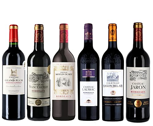Châteaux Bordeaux - Wein Probierpaket - Wein Selection 6 Flasche Rotwein mit Goldmedaille aus Bordeaux, Frankreich (6 x 0.75 l)