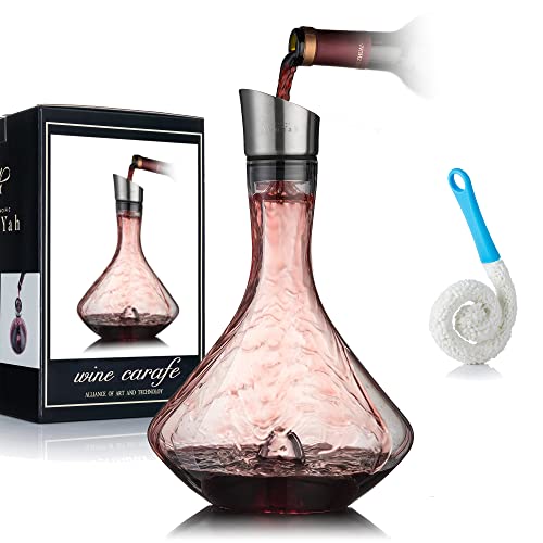 Dekanter Weinkaraffe Set,Karaffe Wein mit Eingebautem Belüfter,Wein Dekantierer, Weindekanter,Wein Geschenk,Edelstahl Ausguss Deckel,Filter,100% Handgeblasenes Bleifreies Kristallgläser.