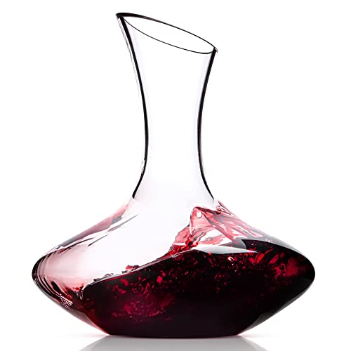 Wein-Dekanter 1,7 l – für Wein Rotwein Rose – Kristall-Weinkaraffe Weinhorn Trinkhorn Karaffe Dekantierer Gefäß Ausgießgefäß – Weinbelüfter für ein besseres Weinerlebnis - Sipour