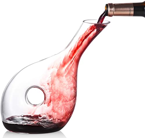 SCSXGO Weinkaraffe Dekanter Dekantierer Weindekanter 1000ML Weinkaraffe Decanter Weinkaraffen Handgemacht Dekanter Rotwein Weindekanter Red Wine Decanter Bleifreie Weinkaraffe Set