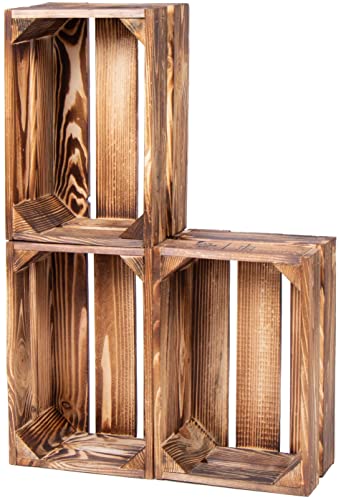 LAUBLUST Vintage Holzkisten 3er Set Geflammt | M -...