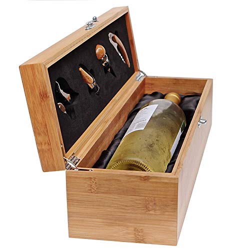 CASE ELEGANCE Wein Geschenk Box - Weinzubehör für 0,7 Liter Flaschen - Dekantierset Sommelier Set - Weinkiste Geschenkset Weinkoffer (Weinbox)