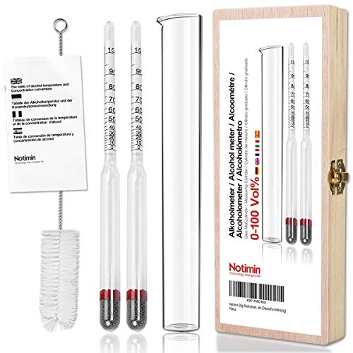 Notimin 2tlg Alkoholmeter Aräometer 0-100 Vol%...