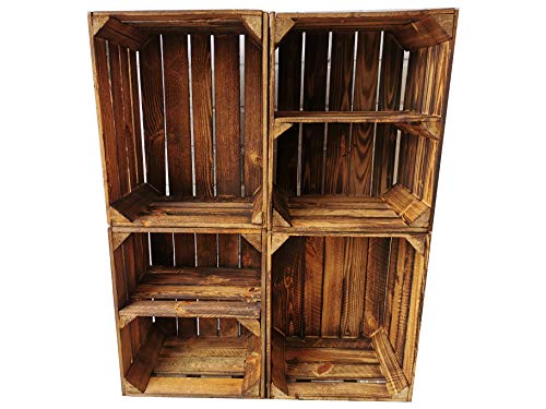 Alte geflammte Obstkisten/Holzkisten in vielen Variationen -Ideal zum Möbelbau oder zur Aufbewahrung- Sehr massiv und stabil verarbeitet (4er Set / 2 x Boden Quer)