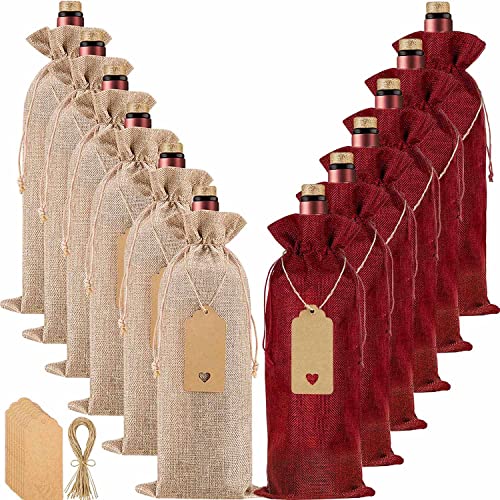 toocoo 12 Stück hochwertige Jute Weinbeutel und...