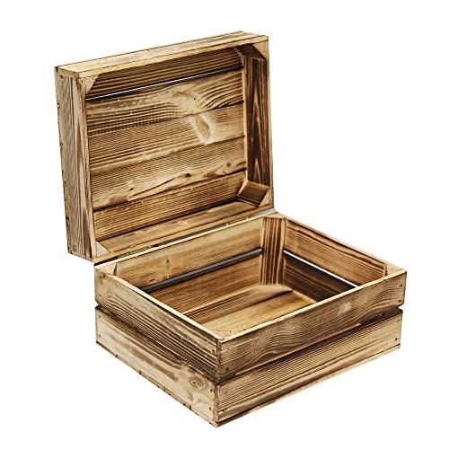 MARWOOD PREMIUM QUALITY Geschenkbox Holz 40x32x22cm eflammt Weinkiste Vintage Kiste Holzkiste mit Deckel Geschenkkiste I Erinnerungskiste Weinkisten Holzbox Holztruhe Aufbewahrungsbox