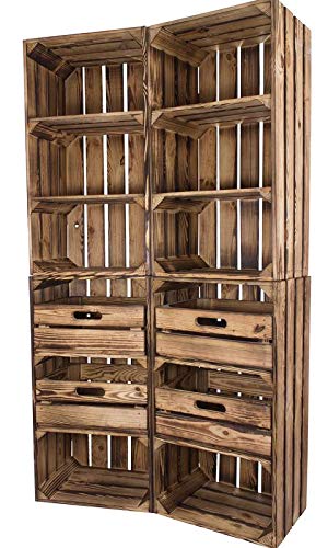 4er Paket Vinterior geflammt 2X Holzkiste mit...