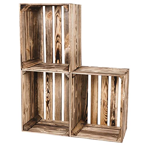LAUBLUST Vintage Holzkisten 3er Set Geflammt - ca....