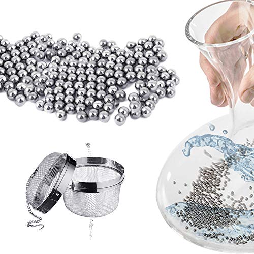 SkingHong Edelstahl Reinigungsperlen Kugeln 1200 Stück mit Sieb Satz, Multifunktions Reinigungswerkzeuge für Dekanter,Vase, Wein Glaskaraffe, Flaschen Reinigungsbürste